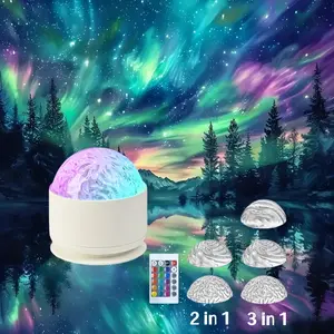 3 in 1/ 12 in 1 Water Ripple & Aurora Projection Light, Light Dimmable, USB Powered Tabletop Night Light with Remote Control, Fantasy Theme Decor Night Light for Bedroom, Living Room