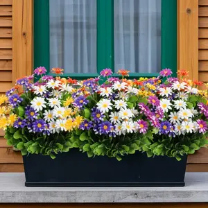4 Bunches of Mixed-color Artificial Daisies, Artificial Outdoor Flowers, Artificial Flower Arrangement, for Outdoor, Home Decor, and Holiday Decorations. Suitable for All Seasons Indoor/outdoor Use - Flower Pot Not Included