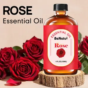 Benatu Rose Essential Oil Nourishes the skin Body Oil Real Floral Scent - Long-lasting For Diffuser, Skin & Hair Care - 120ml/4fl.oz