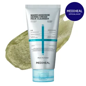[MEDIHEAL] Derma Cream Pack Cleanser | Madecassoside Calming Barrier | 5-in-1 Deep Pore Cleansing | Real Centella Leaves | Vegan & Sensitive Skin Safe | 120ml