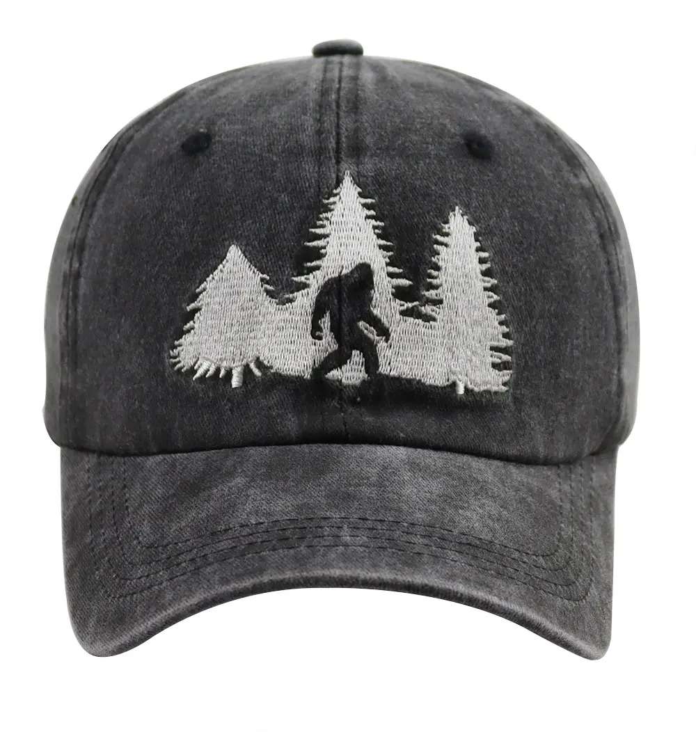 Bigfoot Hats for Men Women, Funny Adjustable Cotton Embroidered Sasquatch Baseball Cap