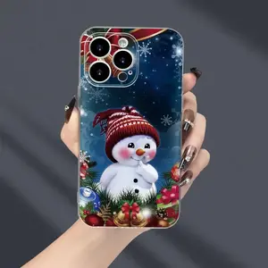 Christmas Snowman Design Phone Case, Shockproof Full Protection, Fits iPhone 17/16/11/12/13/14/15/16/17 Pro Max/plus/air