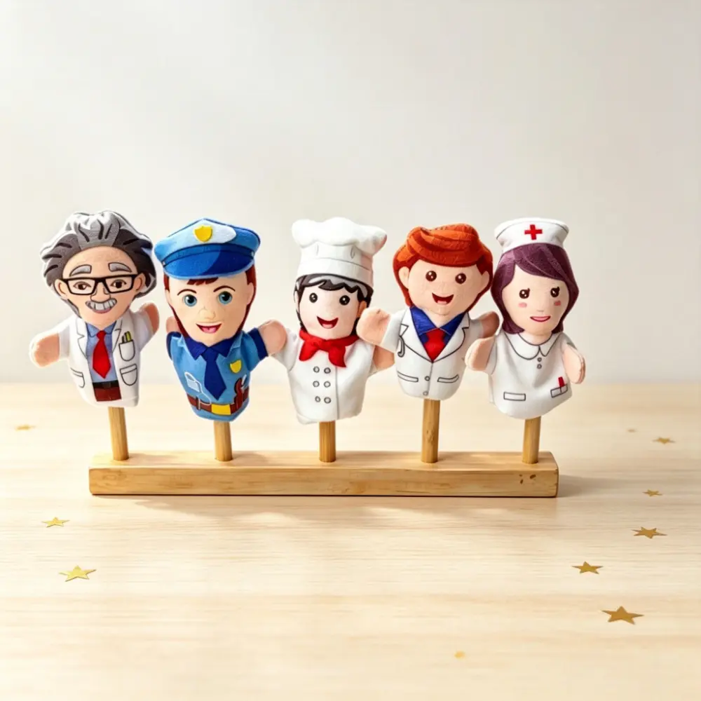3-Pack Occupation Themed Finger Puppet Set, Career Role Play Dolls for Storytelling & Social Skills Training, Parent-Child Interactive Props & Bedtime Early Education Toys