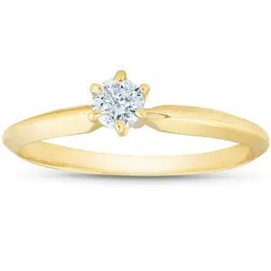 14k Yellow Gold 1/5ct Round Solitaire Diamond Engagement Ring