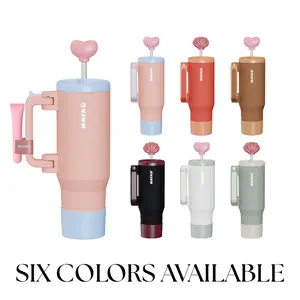 NAYAD 40oz Tumbler with Handle and Straw – Insulated Stainless Steel Travel Mug, Dual Straw & Sip Lid, Folding Handle, Cupholder Compatible, Leakproof Water Bottle for Travel or Gifts