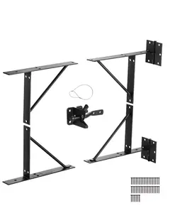 VEVOR Gate Corner Brace Bracket, Anti Sag Gate Frame Hardware Kit, Gate Frame Brace Bracket with Latch Lock, Latch Lock Rope, for Shed Doors, Corral Gates, Driveway Gates, Stable Gates, Iron, Black