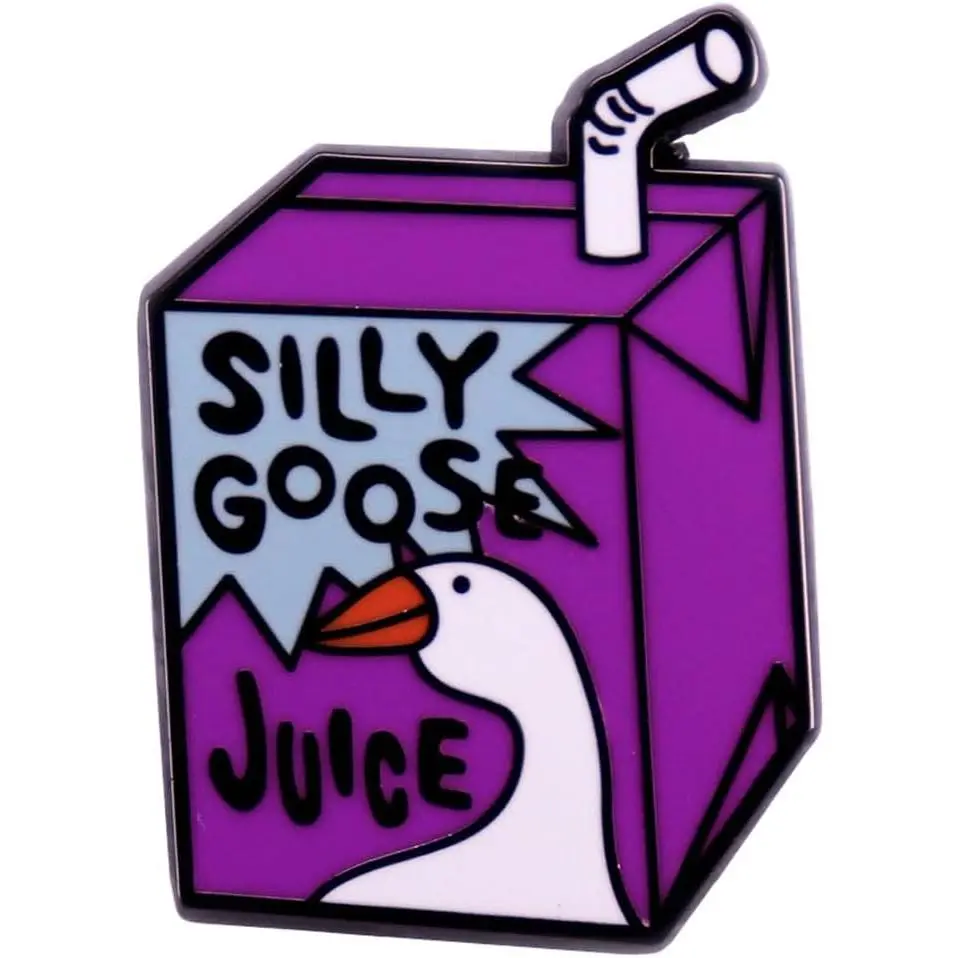 Silly Goose Juice Funny Enamel Pin Purple Drink Badge Lapel Pin Cartoon Juice Box Brooch Pin Cute  Duck Juice Brooch Pin Clothing Backpack Hat Decoration