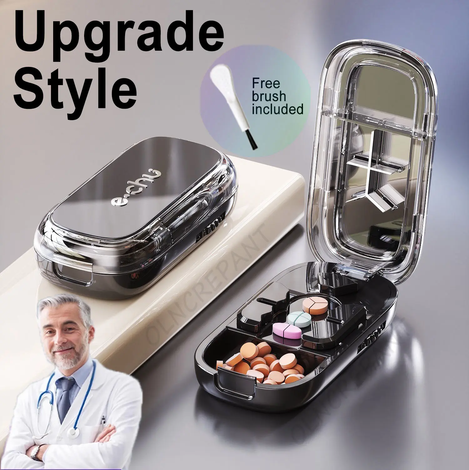 [TikTokShopDealsforYouDays]Compact 2-in-1 Pill Cutter & Storage Organizer Box | Portable Tablet Splitter with Built-in Storage Compartment | Travel-Friendly Pill Case for Vitamins & Daily Supplements