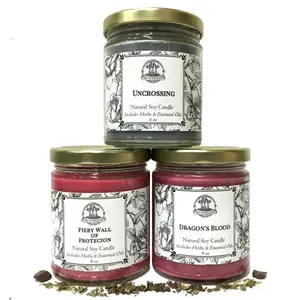 Uncrossing & Protection Soy Candle Set for Cleansing, Removing Negative Energy & Defense Magic | Art Of The Root