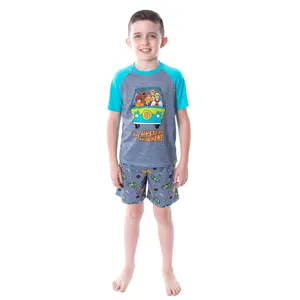 Scooby Doo Boy's Pajamas Mystery Machine Short Sleeve Shirt And Shorts 2 PC PJs Sleepwear Pajama Set