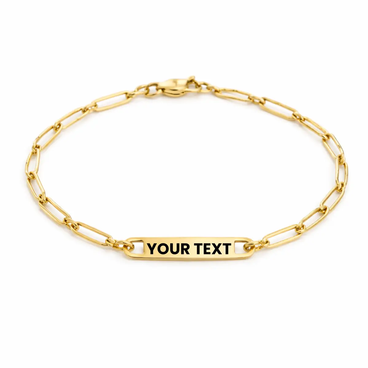Engraved Bracelet 18k Paperclip Chain