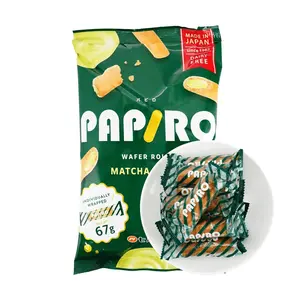 NANAO PAPIRO Japanese Matcha Cream Wafer Rolls 67g - Crispy Green Tea Snack