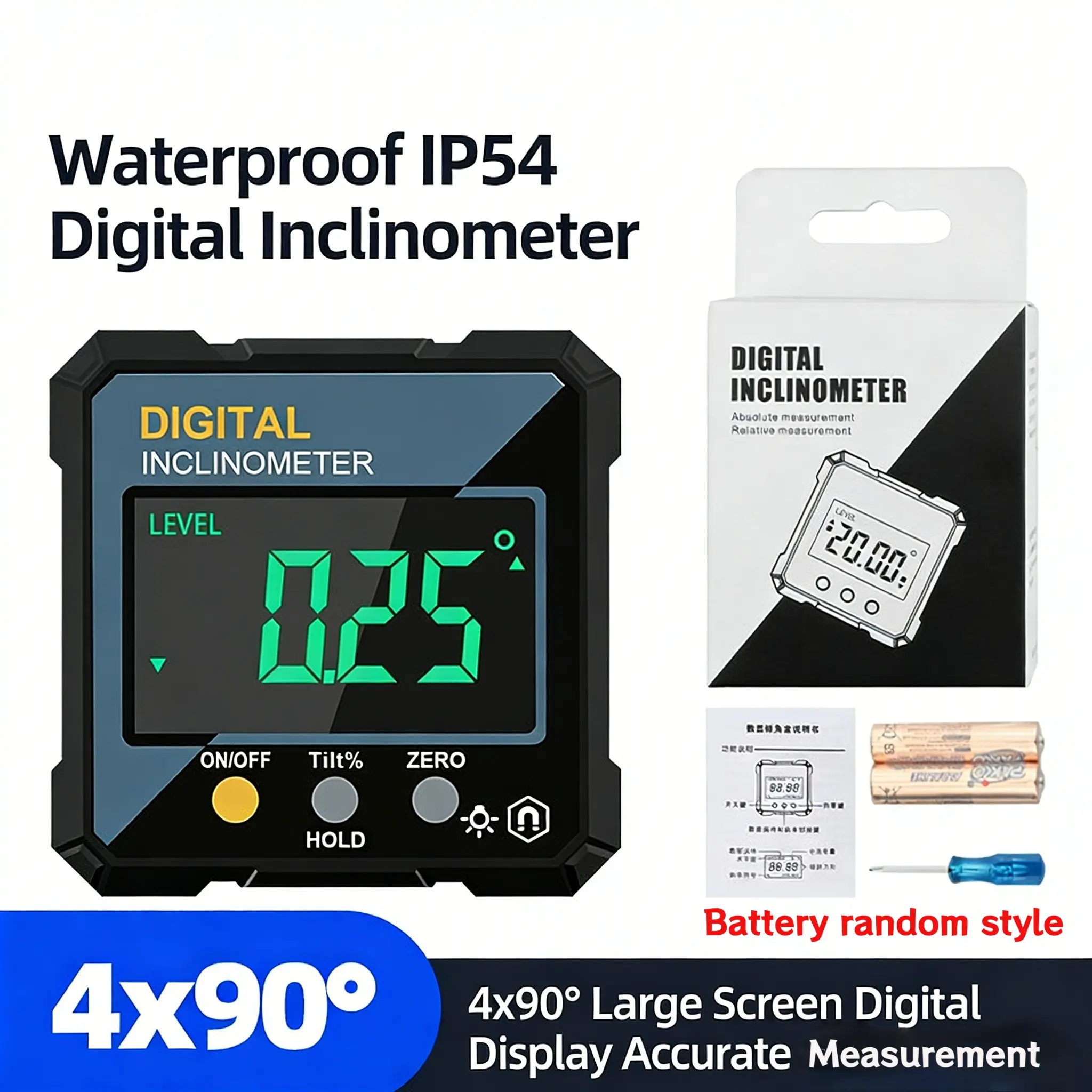 Mini Digital Protractor with Magnetic Base, Compact Angle Measuring Instrument, Portable Angle Measurement Tool, Digital Gauge, Home