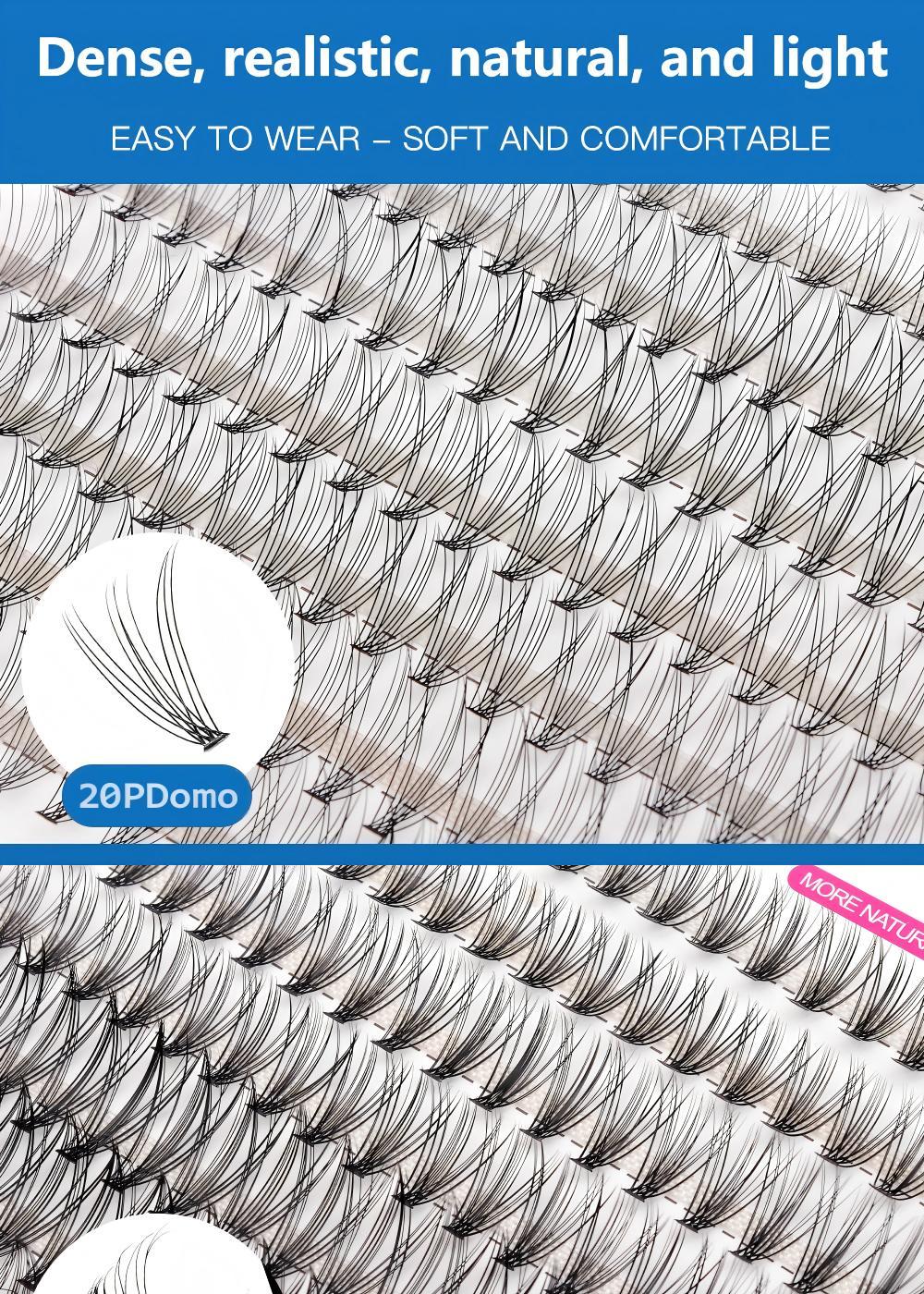 Mixed-length false eyelash set including adhesive, sealant, remover, tweezers, and lash clips; creates natural lashes; realistic lash clusters; lash enhancement; lash glue for extensions; individual false eyelashes; lash clusters; cosmetics; delivers a li