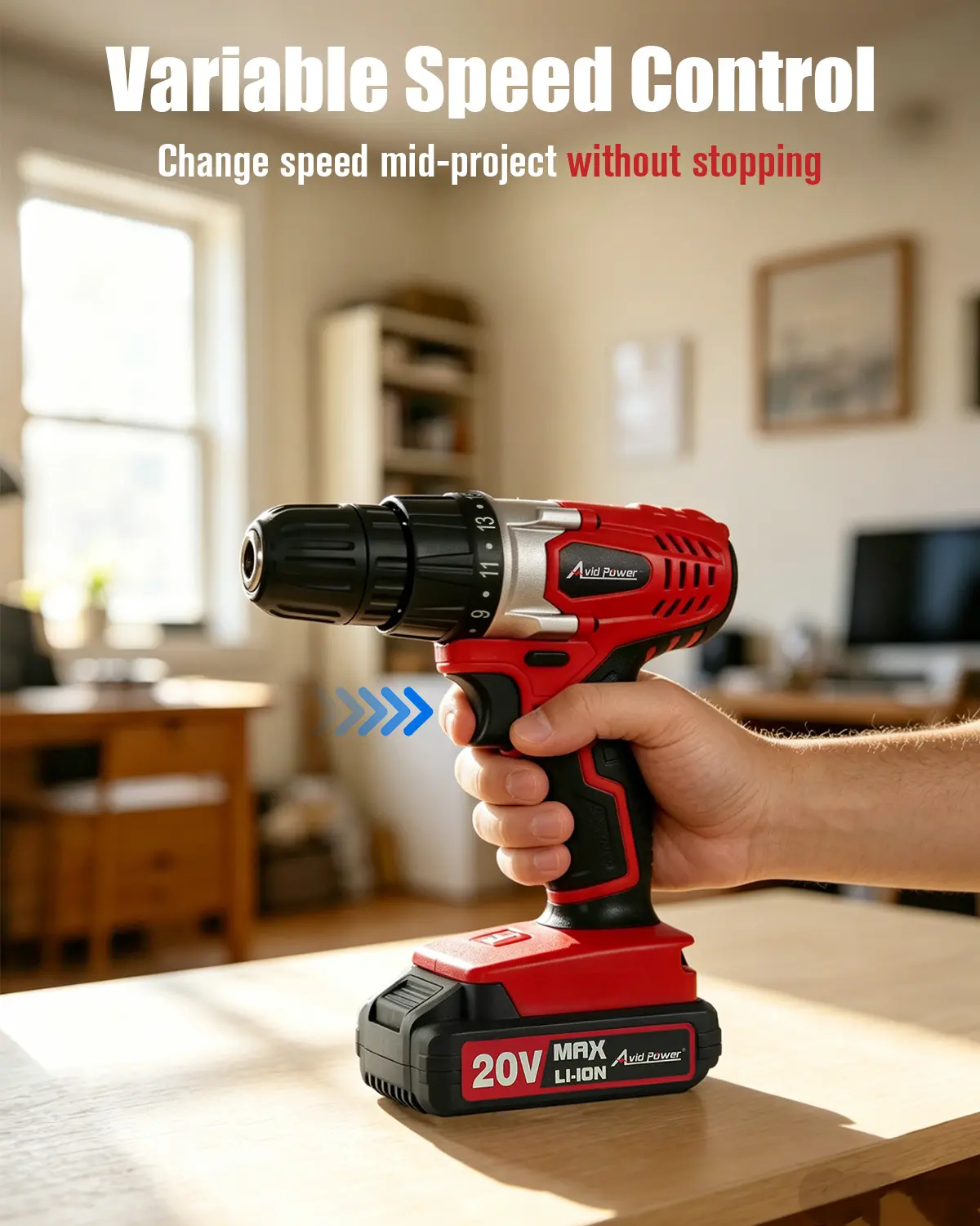 AVID POWER 20V MAX Lithium lon Cordless Drill Set, Power Drill Kit with Battery and Charger, 3/8-Inch Keyless Chuck, Variable Speed, 16 Position and 22pcs Bits