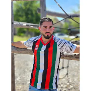 New Palestine Soccer Jersey Dri-Fit - 2 Styles keffiyeh Sleeves Embroidery