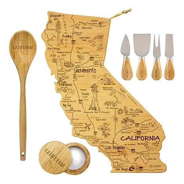 Totally Bamboo XL State Engrave Cutting Board & 6pc Kitchen Set Totally Bamboo XL State Engrave Cutting Board & 6pc Kitchen Set