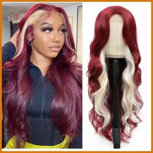 WigFinds Co. Highlighted Long Curly Wig for Women  Two-Tone Large Waves, Gradient Color, Full Cap, Heat-Stylable Synthetic Hair