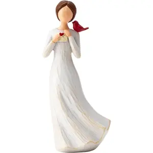 Hand-Painted Memorial Angel Figurine with Red  & Love Letter - 6.2 Inch  Statue for Sympathy, Bereavement, and Friendship - Thinking of You  Decor  for Mom, Grandma, Women