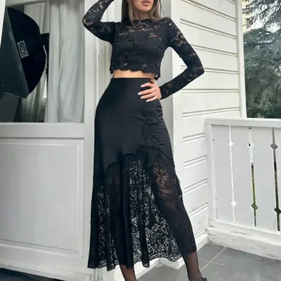 Velvet Lace Midi Dress Zara - TikTok Shop