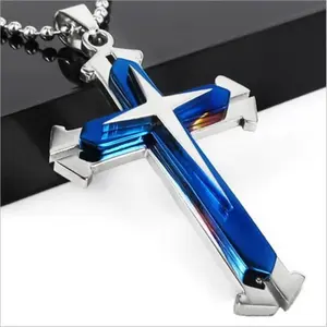 1pc Men's and Women's  Cross Pendant Necklace Chain, Men's Religious Jewelry