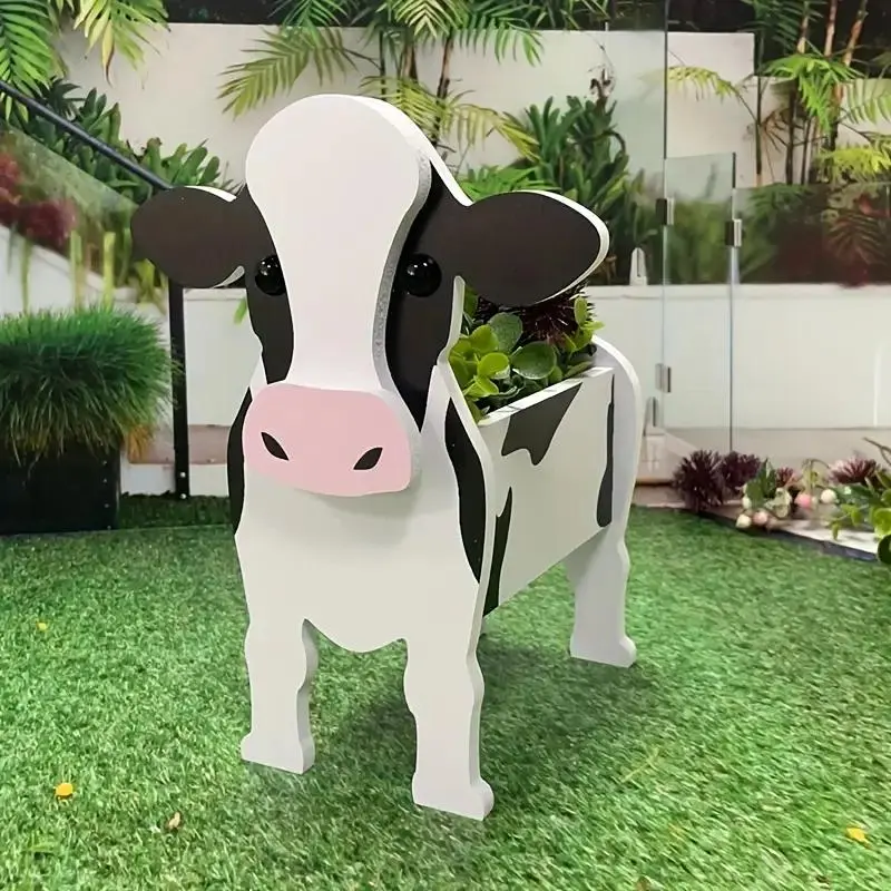 Cow Design Flower Pot, Cute Animal Design Desktop Potted Plant, Decorative Plant Pot for Home Garden, Home Decor, Yard Decor, Decorative Garden Planter