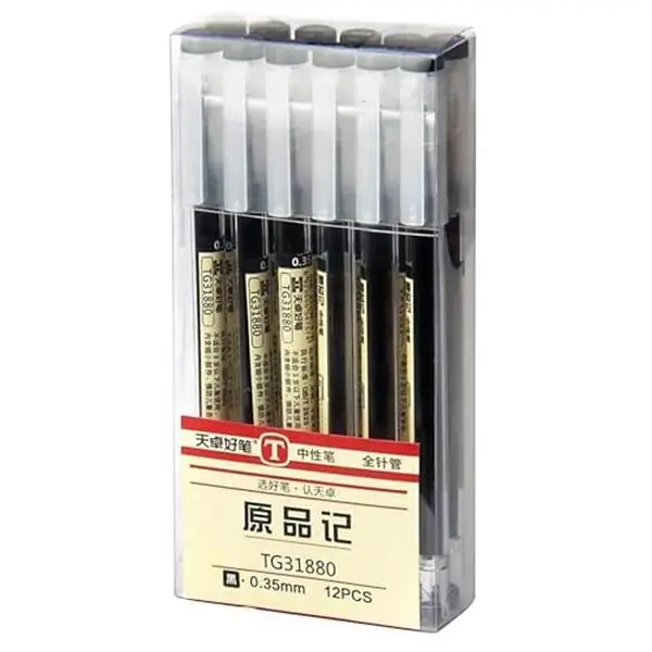 BEMLP Gel Ink Pen Japanese Style Ink Rollerball Pens Quick Drying 0.35mm Ultra Fine Point Ballpoint Maker Pen Premium for Office School Stationery Supply,12 Pcs/Set, Black