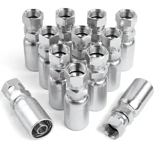 12Pack 1/4" Hydraulic Hose Fittings-1/4 inch Hose x 1/4" JIC 37 °   Female Hydraulic End Crimp Fitting Compatible with Dayco Weatherhead U-Series