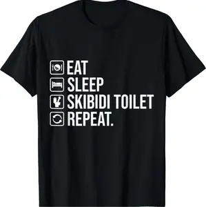 Fun and Quirky Unisex T-Shirt Featuring Eat Sleep Skibidi Toilet Repeat Meme