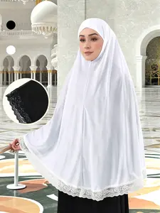 Women's Geometric Eyelet Embroidered Breathable Soft Fabric Hijab, Modest Ramadan Jersey Hijab for All Occasions For Muslim