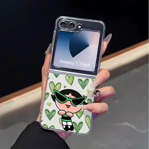 The girl wearing sunglasses Mobile phone case suitable for Samsung ZFlip 4/5/6/7, shock-proof soft shell, with fashionable aesthetic design