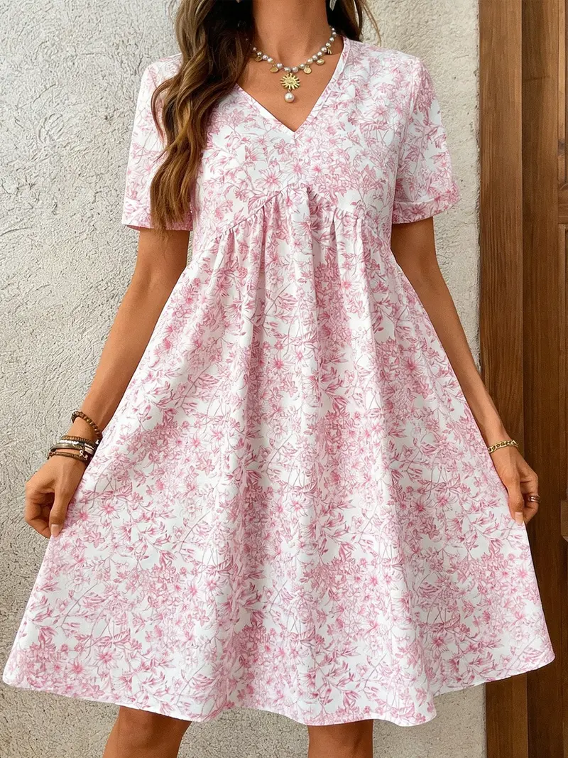 pink and white floral dress - TikTok Shop