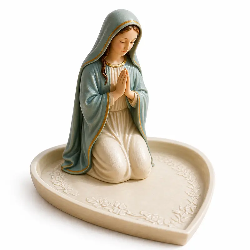 Virgin Mary Rosary Holder Catholic Prayer Tray Blessed Mother Religious Home Decor for Home Altar Prayer Corner Catholic Gift for Women