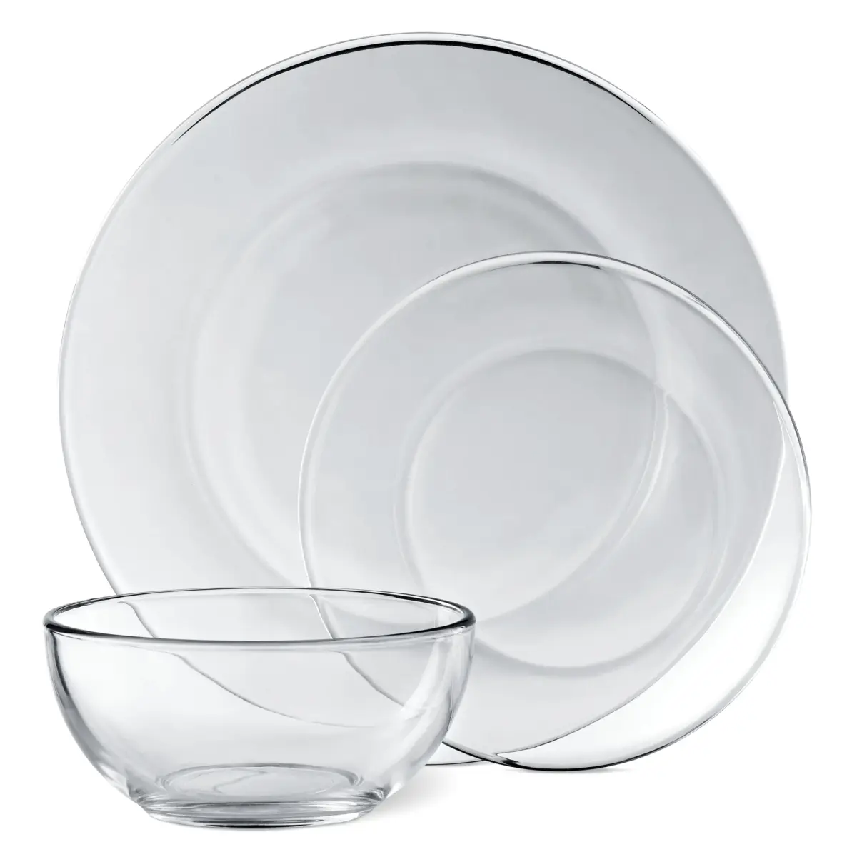 212 MAIN 12-Piece Thick Contemporary Red Pomegranate 0268-0 Element Glass Tableware Set - Oven-Safe Plates, Dinnerware Service & Cutlery Set, Dinnerware Service Set