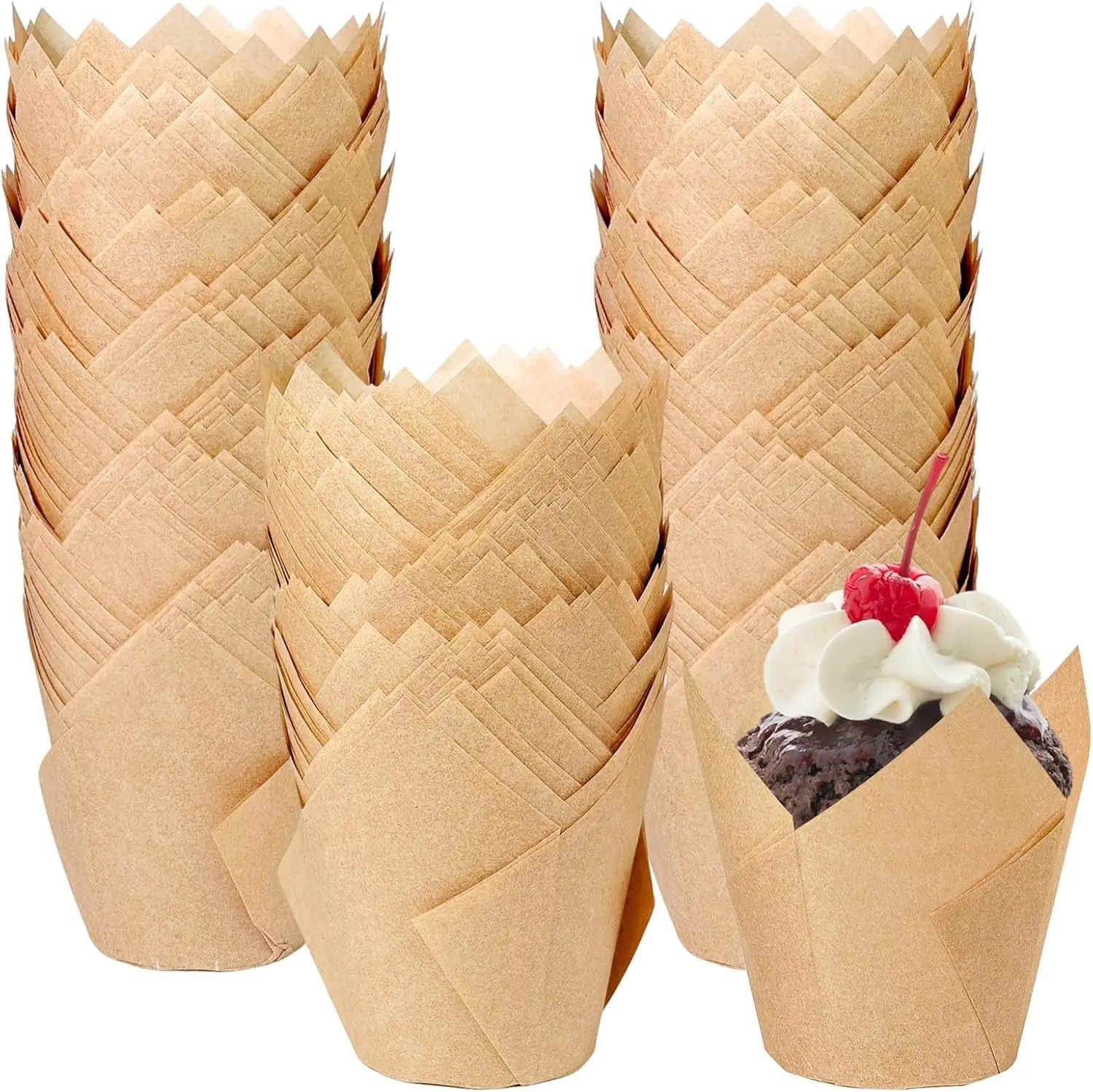 250Pcs Standard Size Tulip Parchment Paper Cupcake Liners Greaseproof Muffin Wrappers for Baking, Suitable for Party Wedding Birthday Christmas Valentines