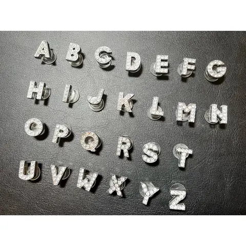 Bling Bling Silver Metal Design Alphabet Letter Shoe Charms Best Quality