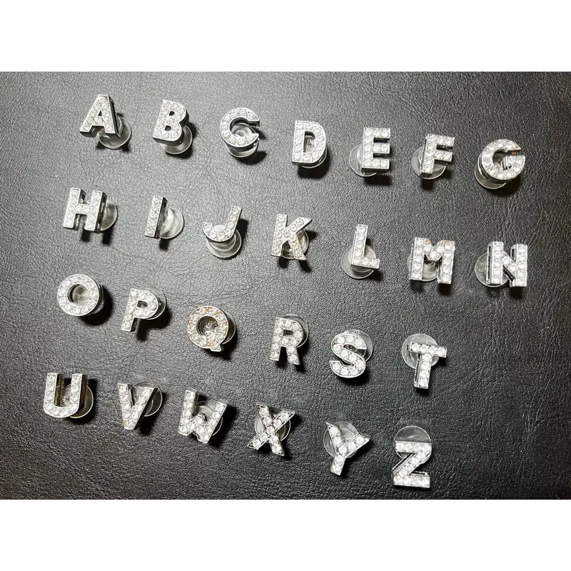 Bling Bling Silver Metal Design Alphabet Letter Shoe Charms Best Quality
