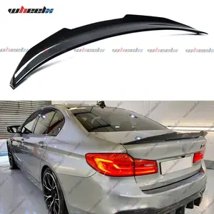 For 2017 - 2023 BMW 5 Series (G30) Sedan & 2018 - 2023 BMW F90 M5: Glossy Black Carbon Fiber PSM - Style Trunk Spoiler