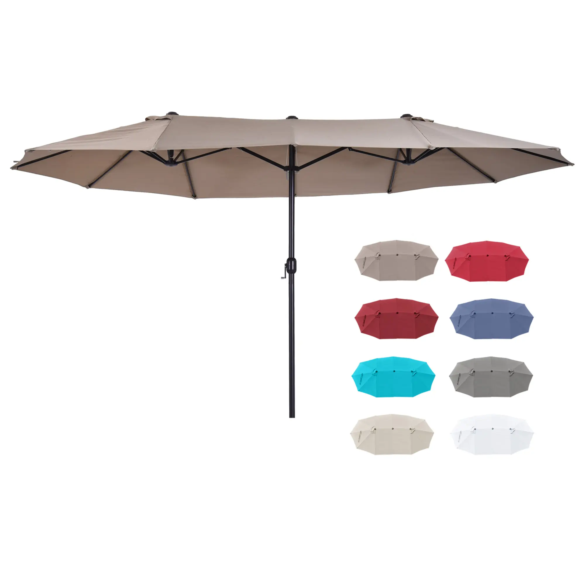 Outsunny 15 ft Rectangular Extra Large Double-Sided Canopy Umbrella Parasol - Alloy Steel Frame, Sun Protection, Easy Setup, Adjustable Shading, Easy Crank Handle, Air Vents for Outdoor Patio Decor, Backyard
