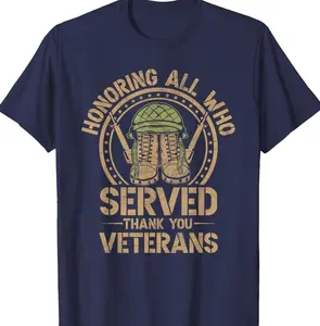 Honoring All Who Served Thank You Veterans Memorial Day T-shirt for Women & Men Patriotic USA Flag Military Appreciation Trendy Gift for Veterans Short Sleeve Tees