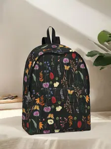 Floral Print Backpack, Fun Design, Fashionable Look, Spacious Storage, Ideal for School, Travel, Business Trips, Back-To-School Season, Casual Printed Backpack