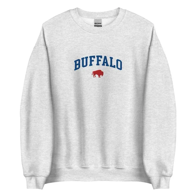 Buffalo embroidered sweatshirt, vintage buffalo ny football crewneck, lets go buffalo, Game Day Pullover, football fan gift