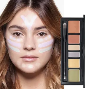 Six-Color Professional Concealer Palette, Face Contouring and Brightening, Flawless, Covers Dark Circles, Blemishes, Imperfections, Portable Design