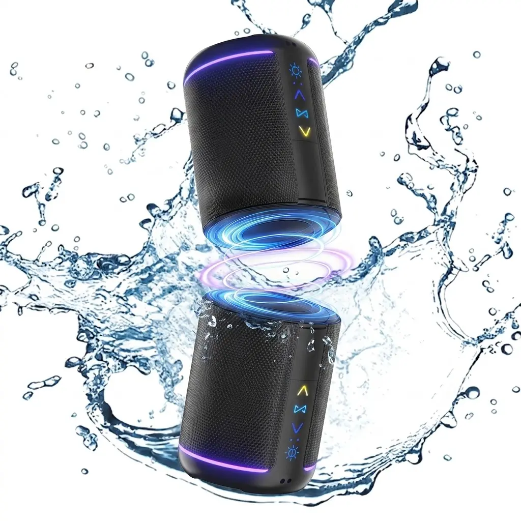 OMUCA Magnetic Split Bluetooth Speaker - 2-in-1 Portable Stereo Device with Streaming, True Wireless Stereo Sound, Deep Bass, RGB Lights, IPX6 Waterproof, 20H Playtime, Compact Audio Speaker