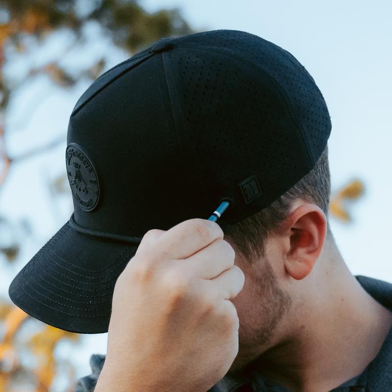 BRIMZ Golf Performance Hat - Breathable Sweat & Water Resistant Golfing Snapback Cap with Tee Holder & Magnetic Ball Marker (Beers & Bogeys)