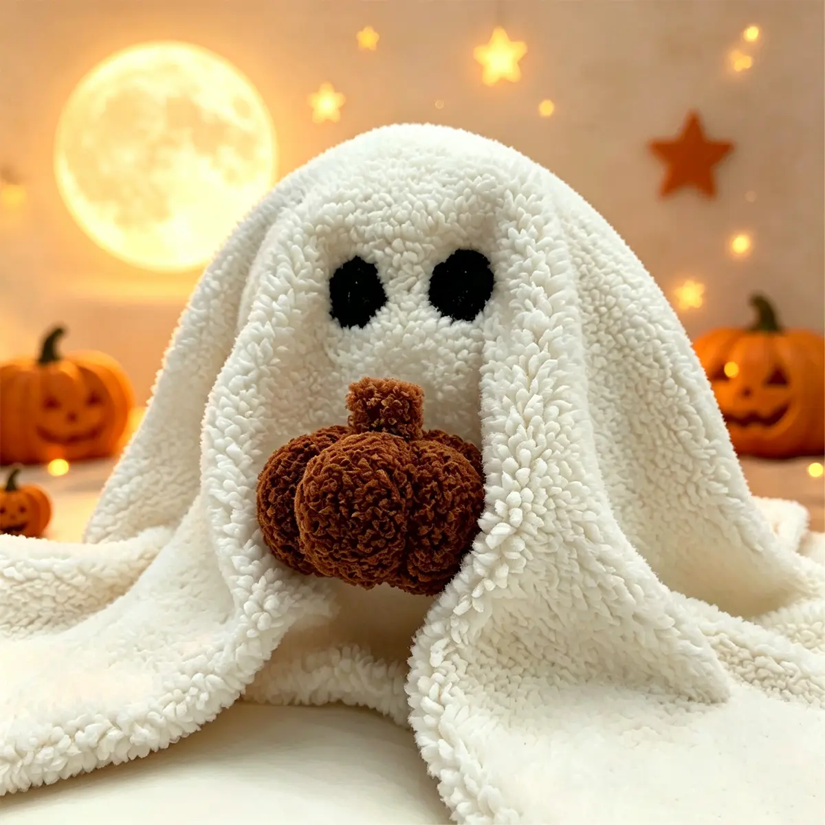 Halloween Decorations-Sherpa Ghosts with Pumpkin,Halloween Decor Indoor Cute Ghost,Cute Soft  Pillow, Birthday, Thanksgiving, Christmas, for Boys and Girls