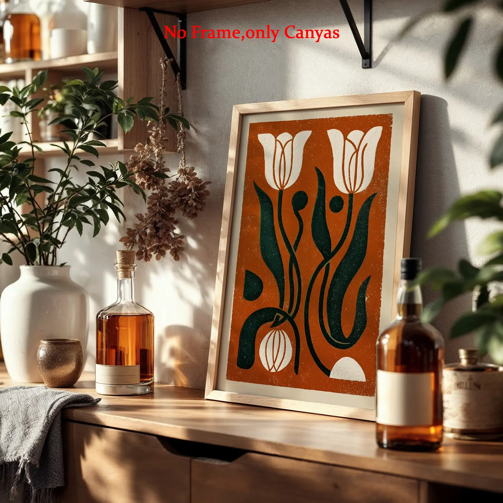 Wall arts Modern Abstract Design Tulip Stem Pattern Posters Tulip Pattern Canvas Prints Unframed Painting Bedroom Decor Living Room Decor Gift Unframed