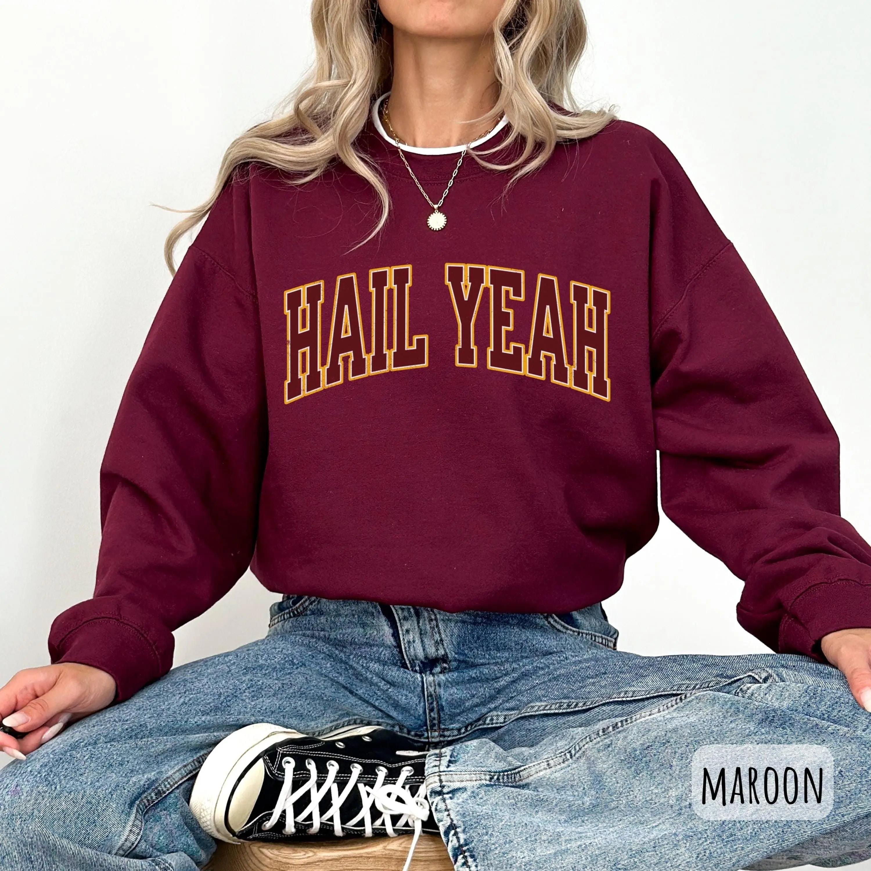 [Sale Up To 50%] Vintage Washington Hail Yeah Crewneck Sweatshirt, Hail Yeah, Washington Football Team, Washington Football Crewneck, Football Fan Gift