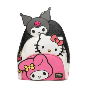 Loungefly Sanrio Kuromi, My Melody, and Hello Kitty Glow In The Dark Triple Pocket Mini Backpack