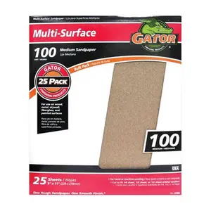 212 MAIN Gatorgrit 4209 Medium Grit Sanding Sheets - 100 C Grit, Aluminum Oxide, Bulk Pack of 25 for Reptile & Amphibian Cleaning